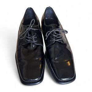 Stafford Mens Black Patent Leather Oxford Dress Shoes Size 10.5M Lace Up Formal